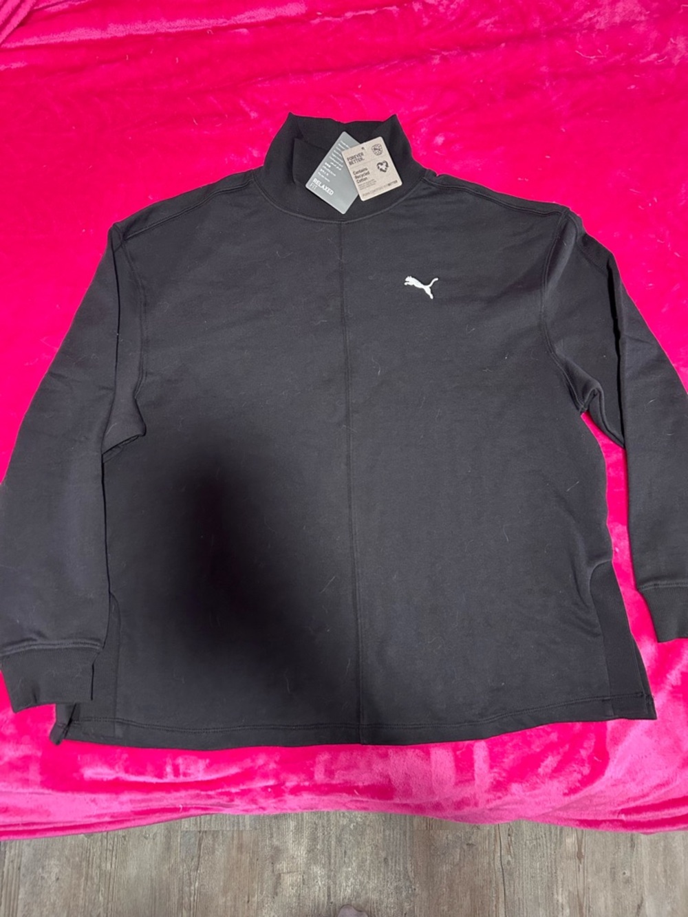 XL Black Puma Mock-Neck Pullover